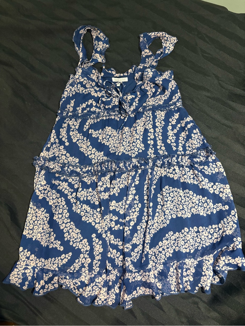 Girls' Blue Floral Ruffled Sundress